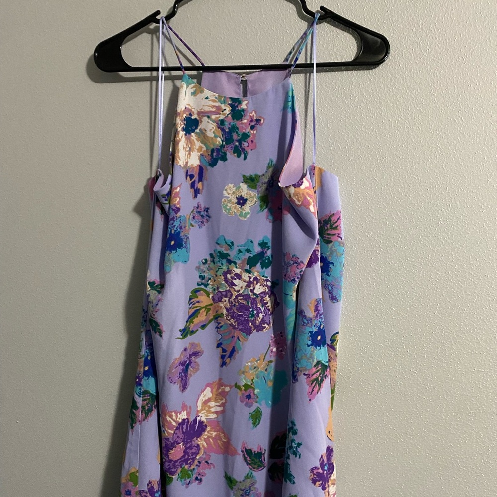 Francesca's Collections Purple Floral Midi Dress
